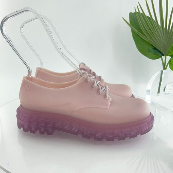 Melissa Melissa Bass Ad Oxford Sneaker Size 9 Pink Rubber Chunky Platform Shoe - Picture 2 of 16